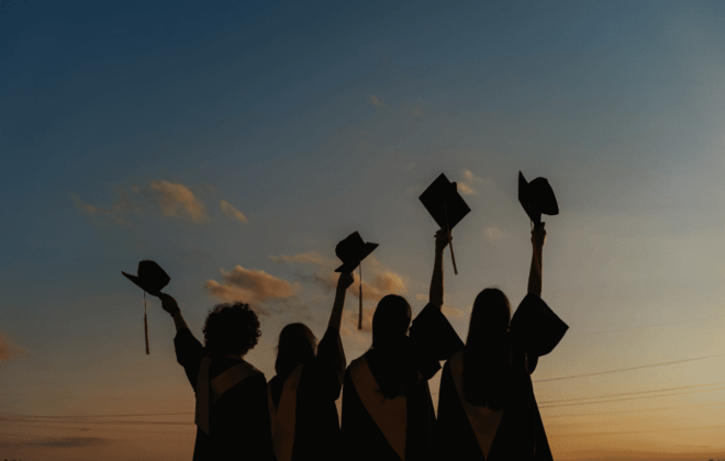 Young graduates celebrating freedom day